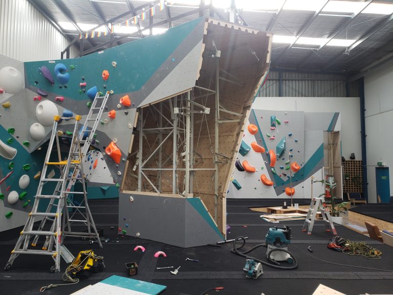 Commercial Climbing Walls 13 Climb West: prow frame under construction