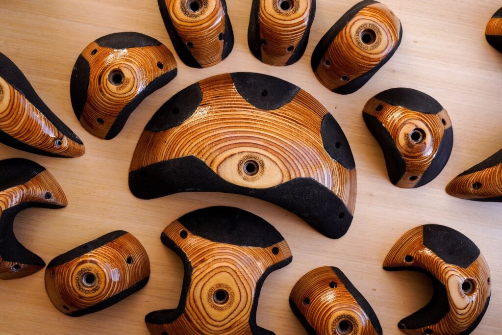 Druid Holds 15 Druid Holds dual texture wooden climbing holds with black textured faces