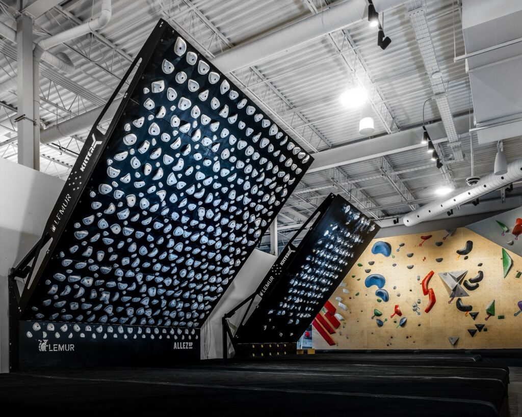 Lemur Design adjustable boards in a climbing gym